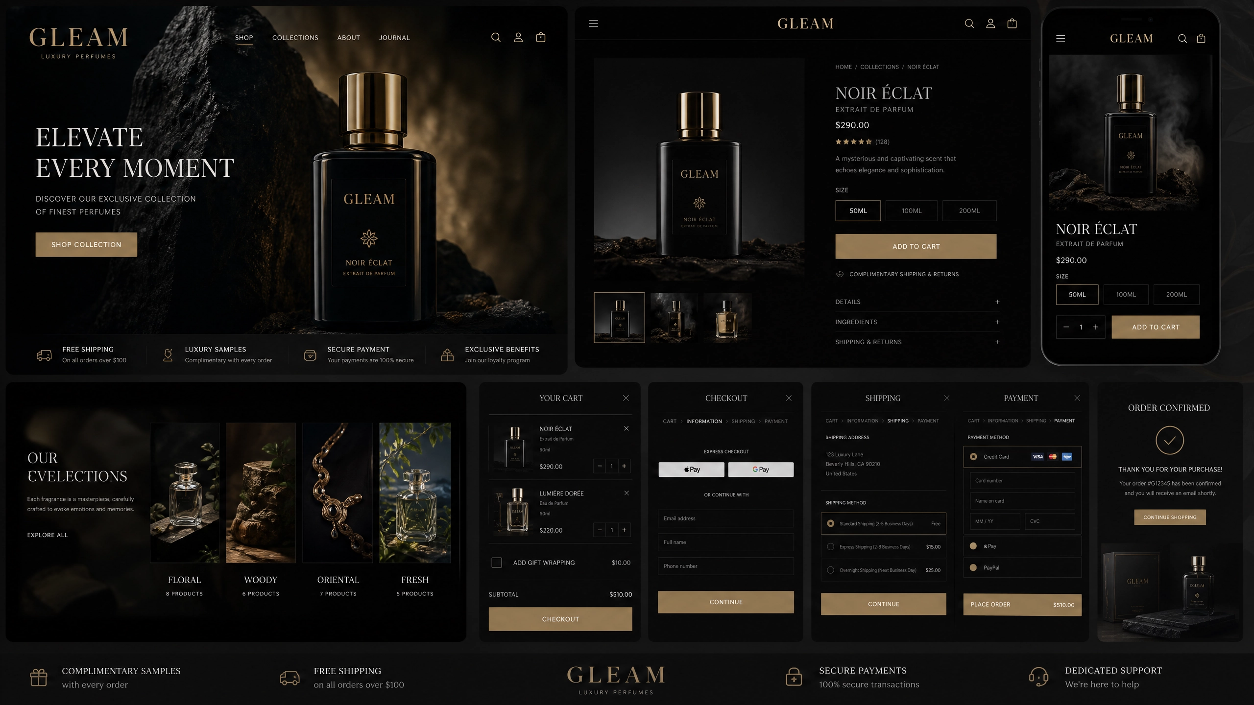 Gleam luxury perfume e-commerce UI